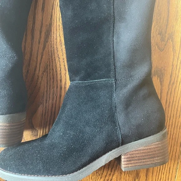 New lucky brand women’s TWYNKL boots, knee-high black suede black size 8